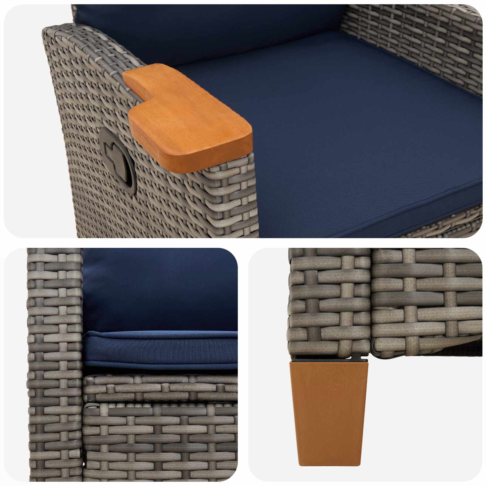 Lænestol med teplade med pude 62 x 64 x 112 cm polyrattan