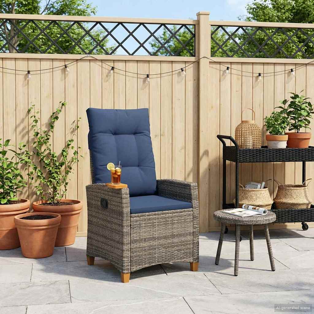 Lænestol med teplade med pude 62 x 64 x 112 cm polyrattan