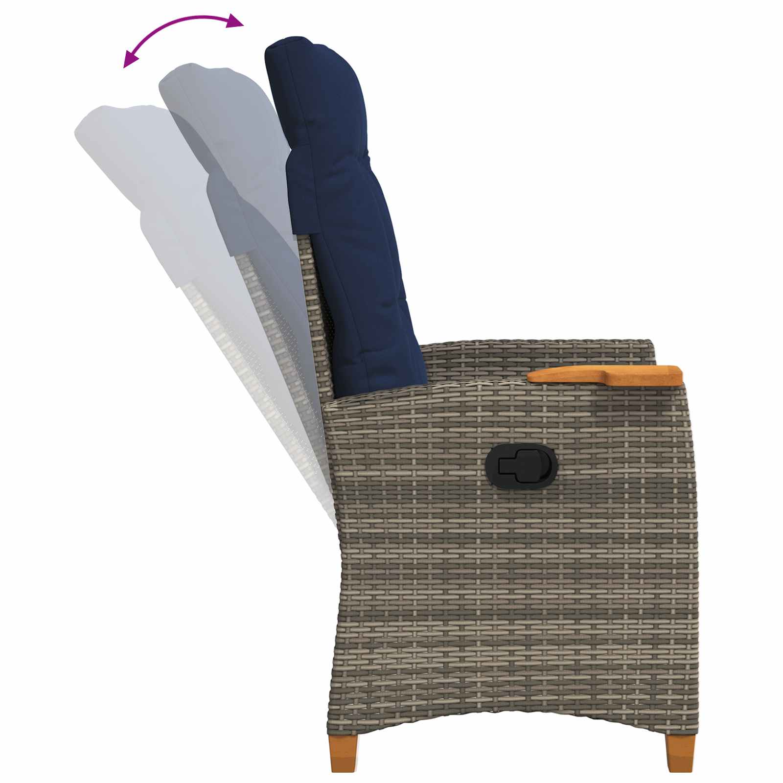 Lænestol med teplade med pude 62 x 64 x 112 cm polyrattan