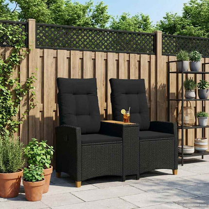 Reclining Bench med Bord Sort 126 x 65 x 112 cm polyrattan