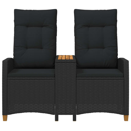 Reclining Bench med Bord Sort 126 x 65 x 112 cm polyrattan