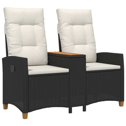 Reclining Bench med Bord Sort og Cremehvid 126 x 65 x 112 cm