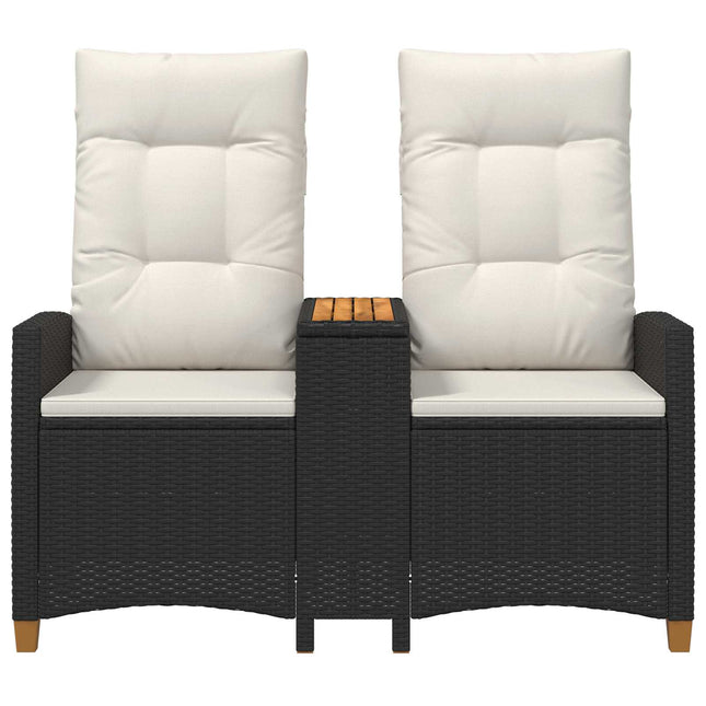Reclining Bench med Bord Sort og Cremehvid 126 x 65 x 112 cm