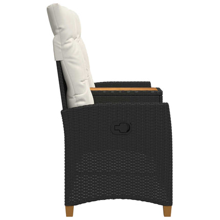 Reclining Bench med Bord Sort og Cremehvid 126 x 65 x 112 cm