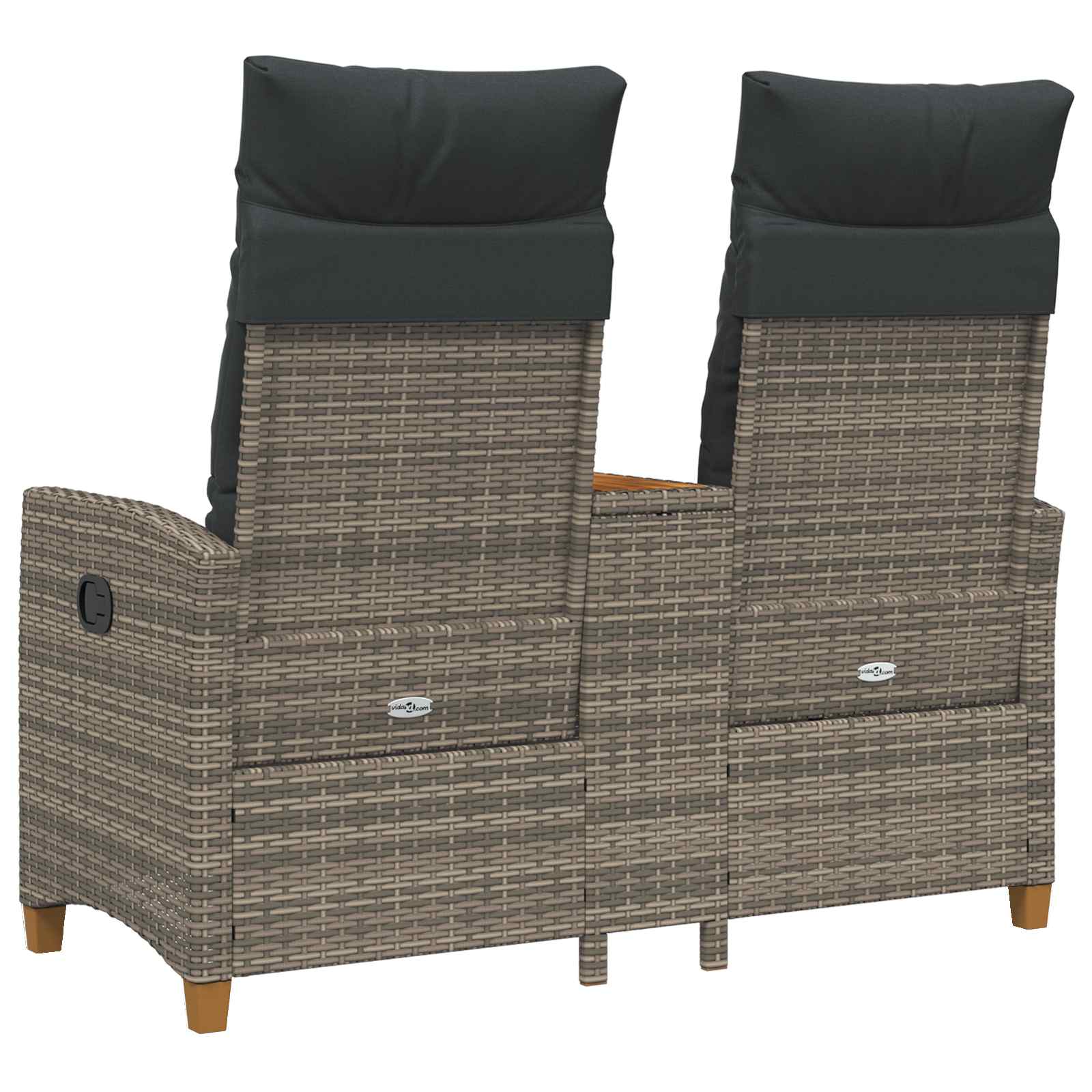 Reclining Bench med Bord Grå og Mørkegrå 126 x 65 x 112 cm