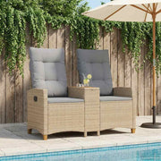 Reclining Bench med Bord Beige og lys grå 126 x 65 x 112 cm