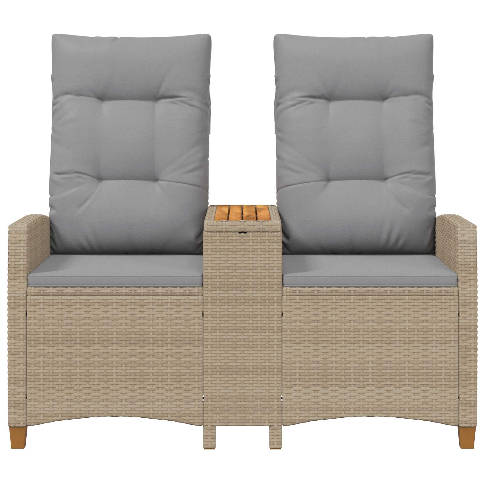 Reclining Bench med Bord Beige og lys grå 126 x 65 x 112 cm