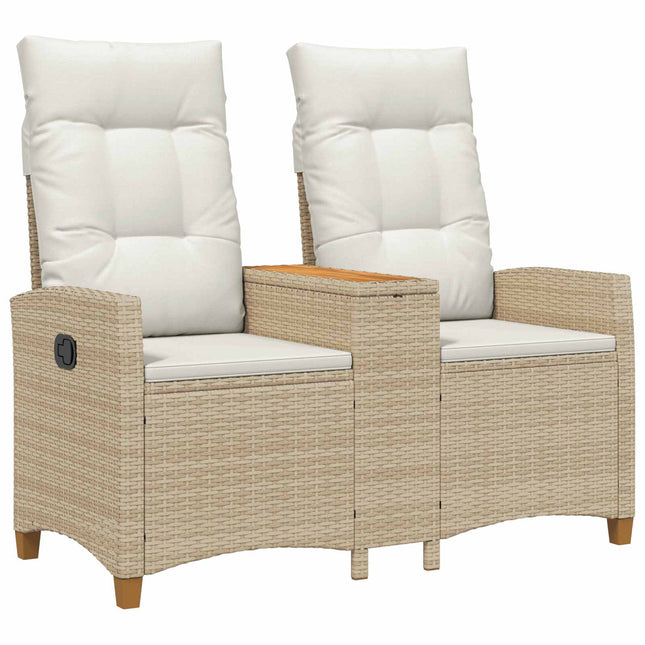 Reclining Bench med Bord Beige og cremehvid 126 x 65 x 112 cm