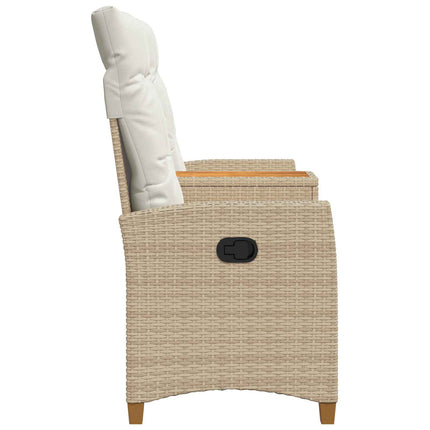 Reclining Bench med Bord Beige og cremehvid 126 x 65 x 112 cm