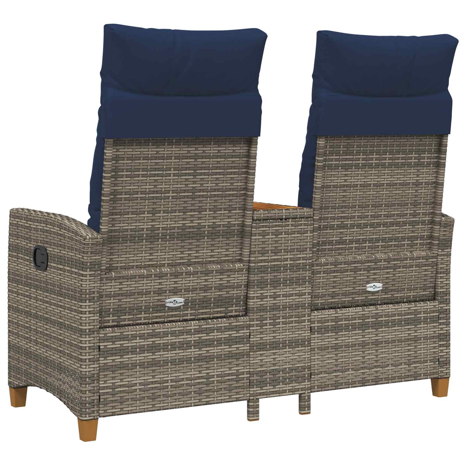 Reclining Bench med Bord Grå og Marineblå 126 x 65 x 112 cm