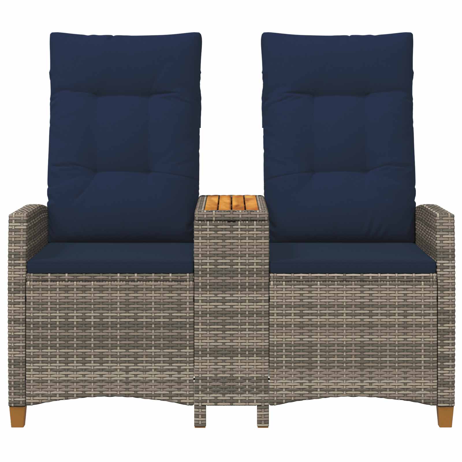 Reclining Bench med Bord Grå og Marineblå 126 x 65 x 112 cm