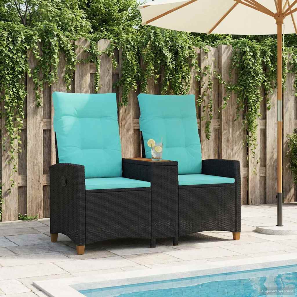 Reclining Bench med Bord Sort og turkis 126 x 65 x 112 cm