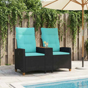 Reclining Bench med Bord Sort og turkis 126 x 65 x 112 cm