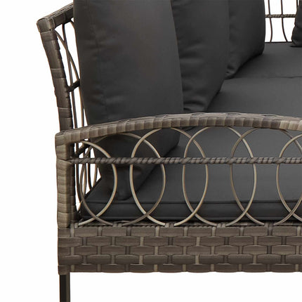 Havesofa Sæt 2 stk. Grå Poly Rattan Stål