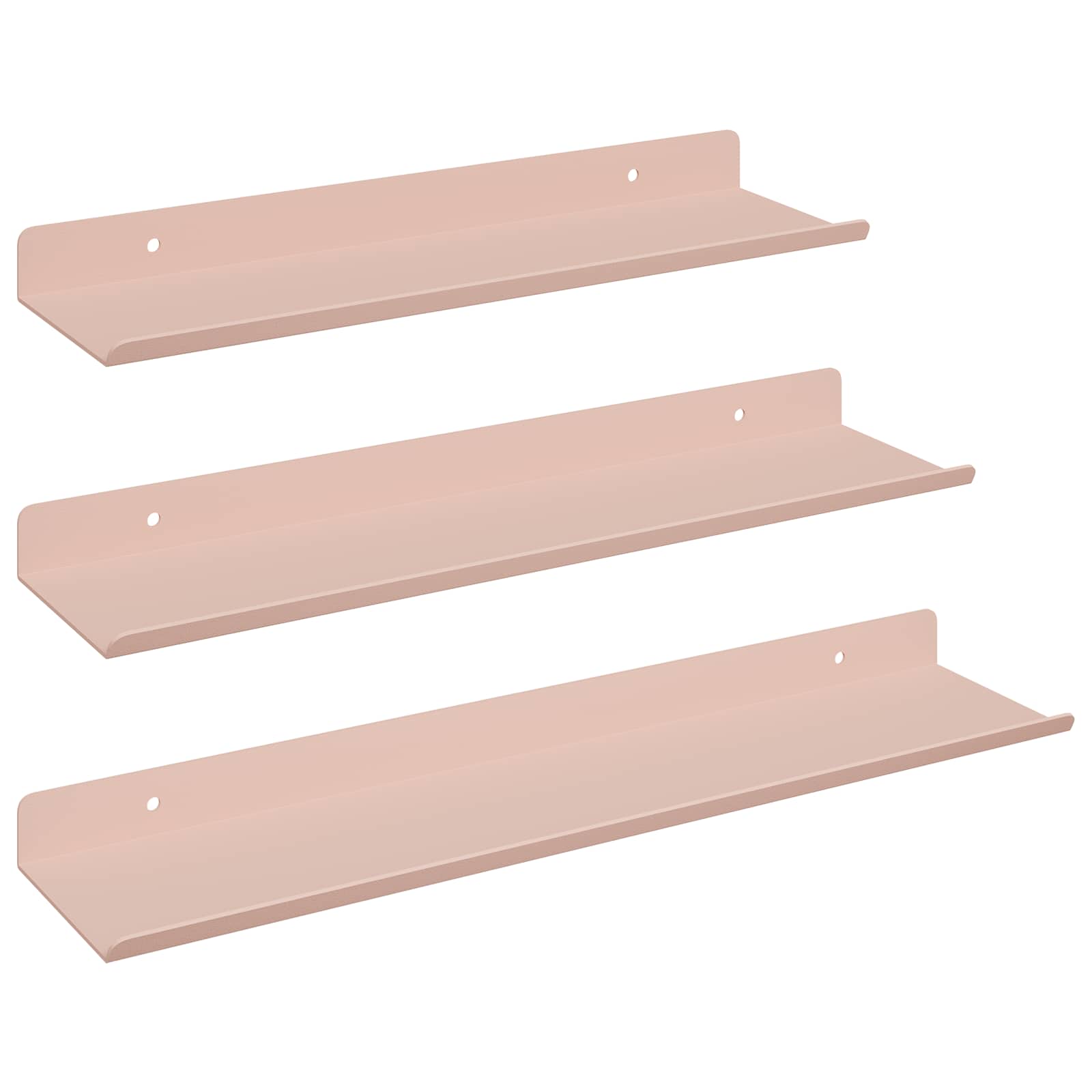 Svævende hylde Vægmonteret 3 pcs Lyserød 40 x 9 x 2,5 cm Stål
