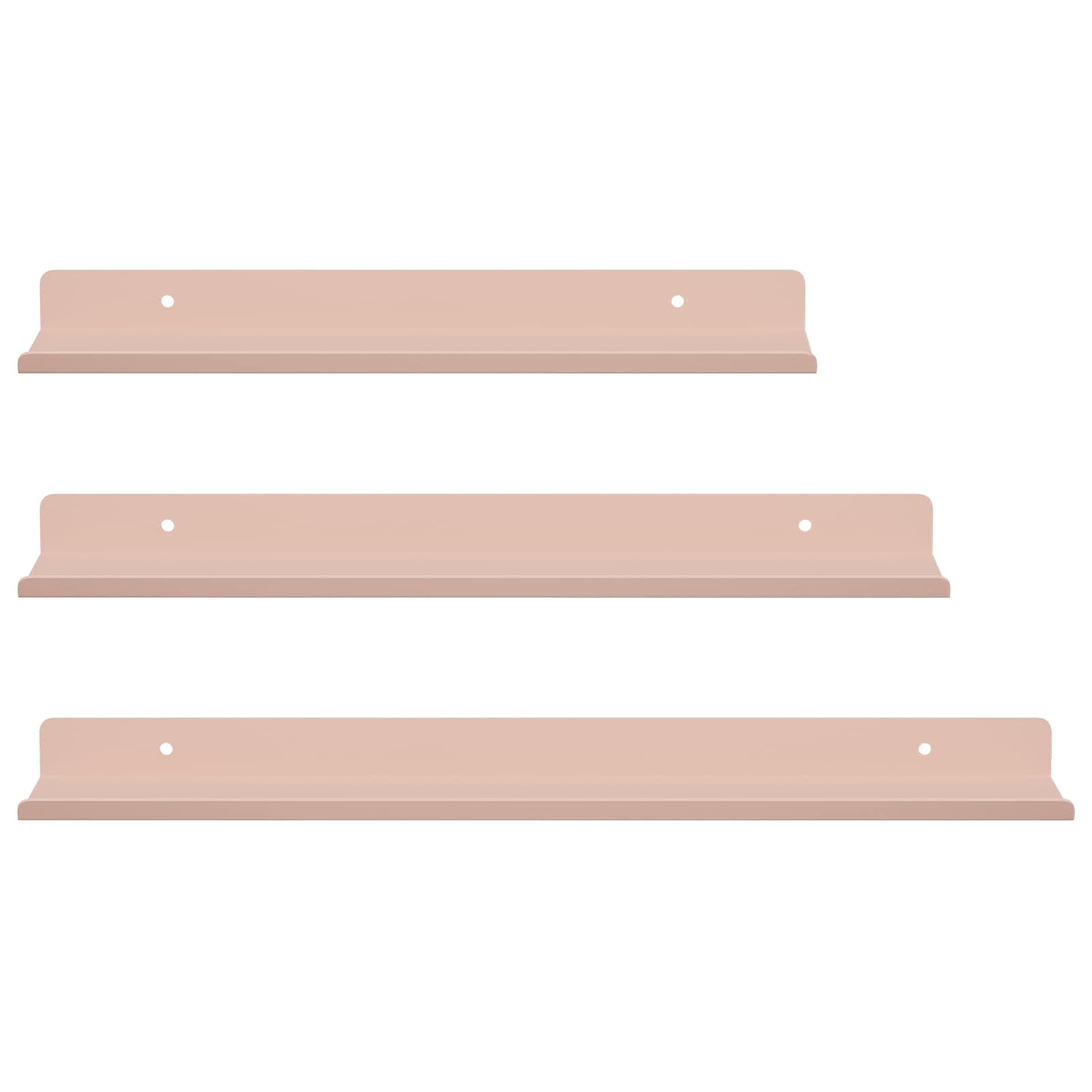 Svævende hylde Vægmonteret 3 pcs Lyserød 40 x 9 x 2,5 cm Stål