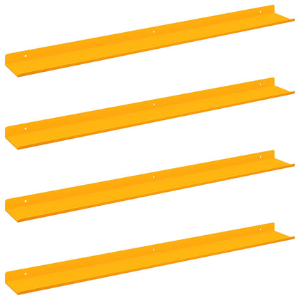 Svævende hylde 4 pcs Sennepsgul 80 x 9 x 2,5 cm Stål