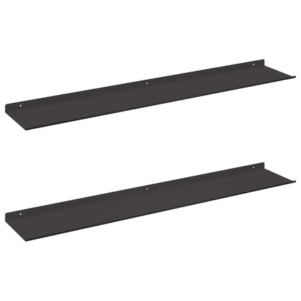 Svævende hylde Vægmonteret 2 pcs Sort 100 x 18 x 2,5 cm Stål