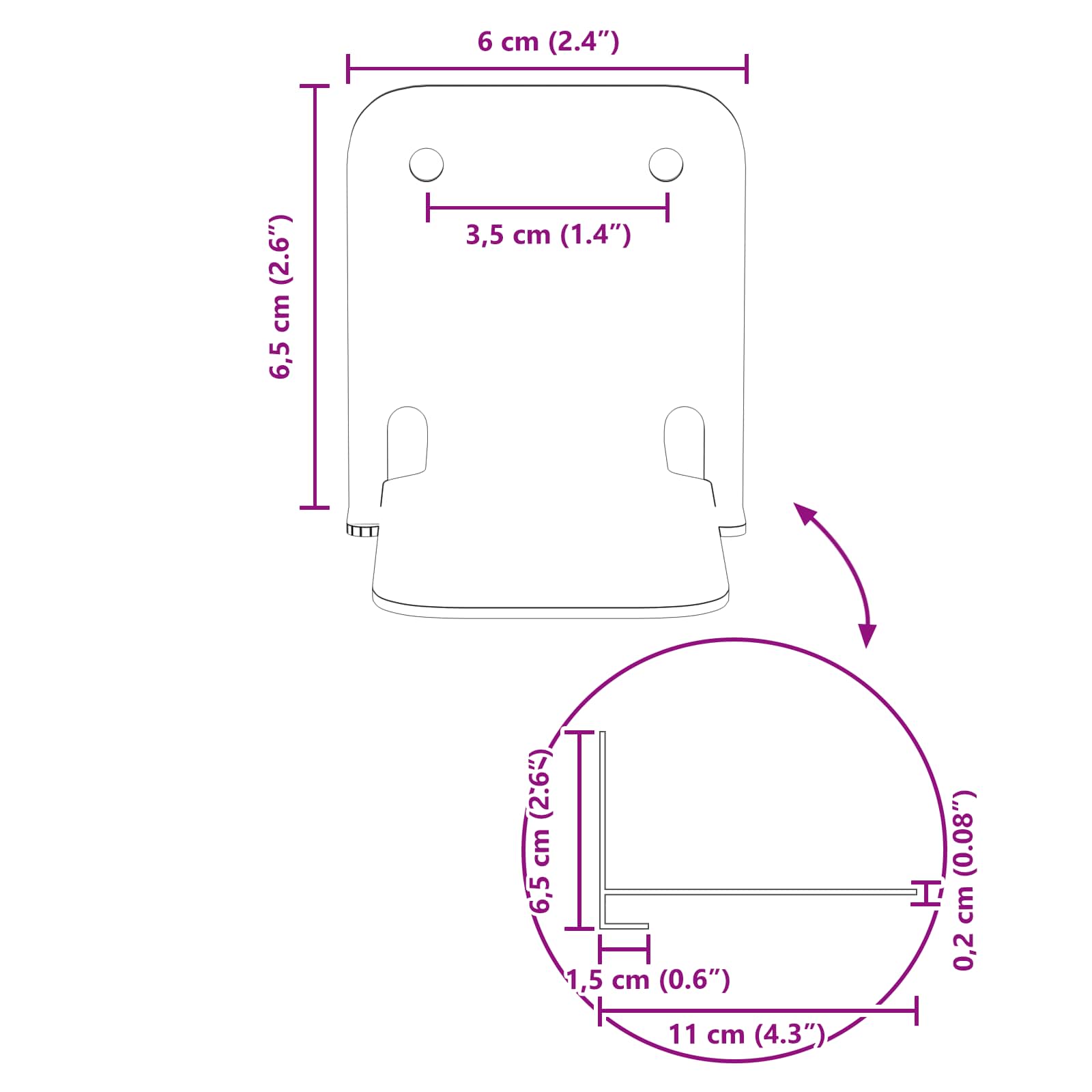 Svævende hylde med hylde 24 pcs Lyserød 6 x 10,8 x 6,6 cm