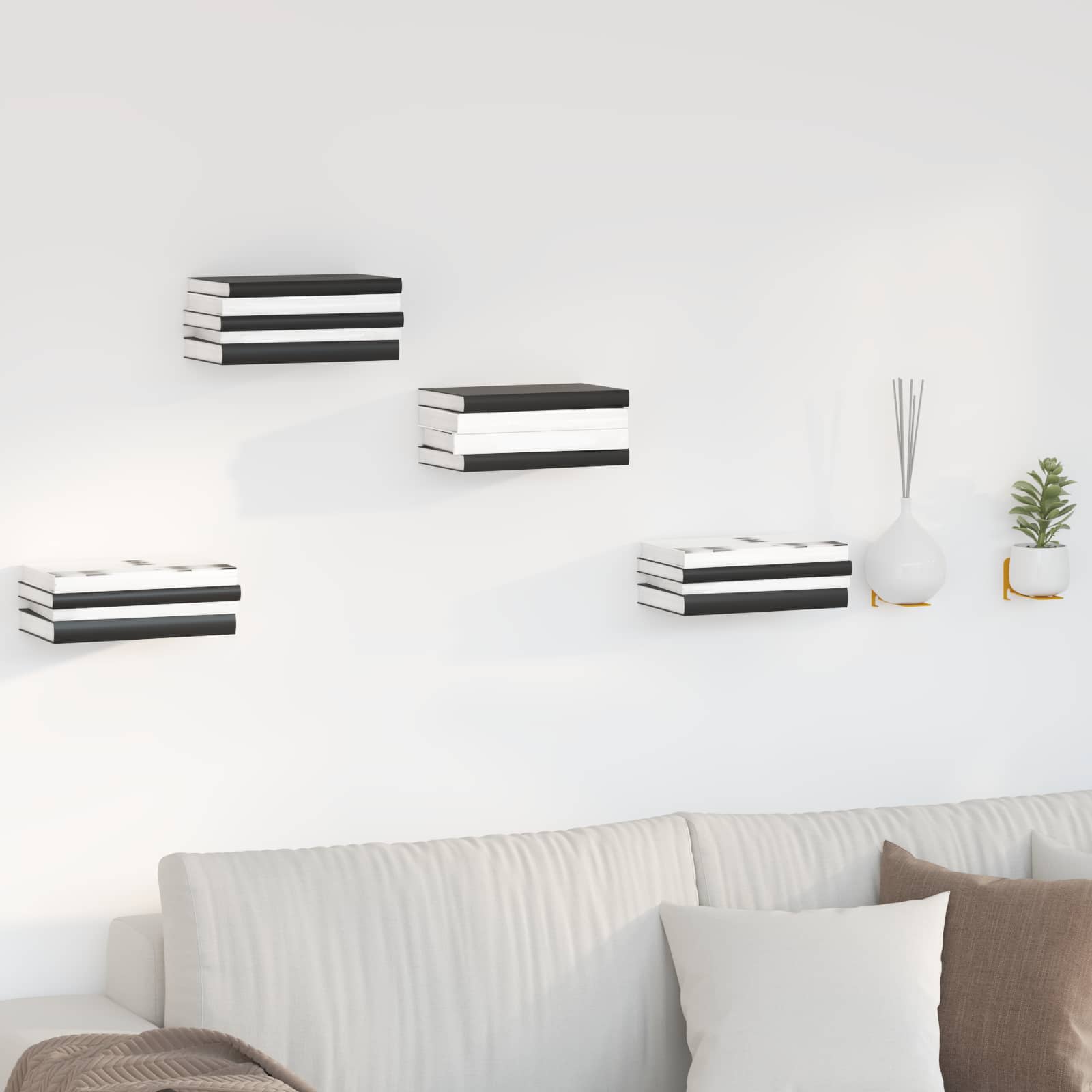 Svævende hylde med hylde 4 pcs Sennepsgul 6 x 10,8 x 6,6 cm