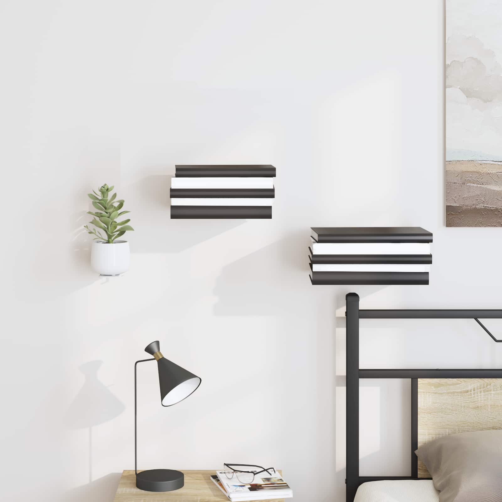 Svævende hylde med hylde 8 pcs Hvid 6 x 10,8 x 6,6 cm