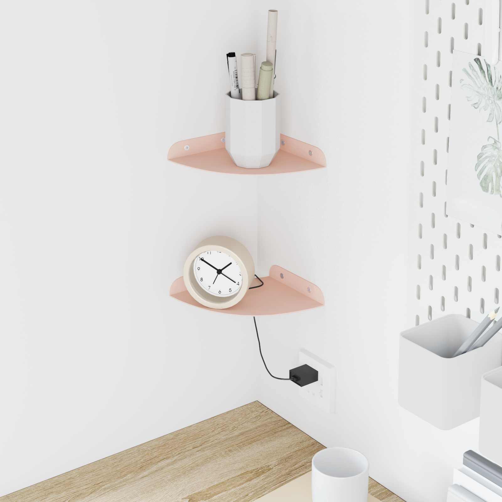 Svævende hylde med hylde 2 pcs Lyserød 15 x 15 x 2 cm