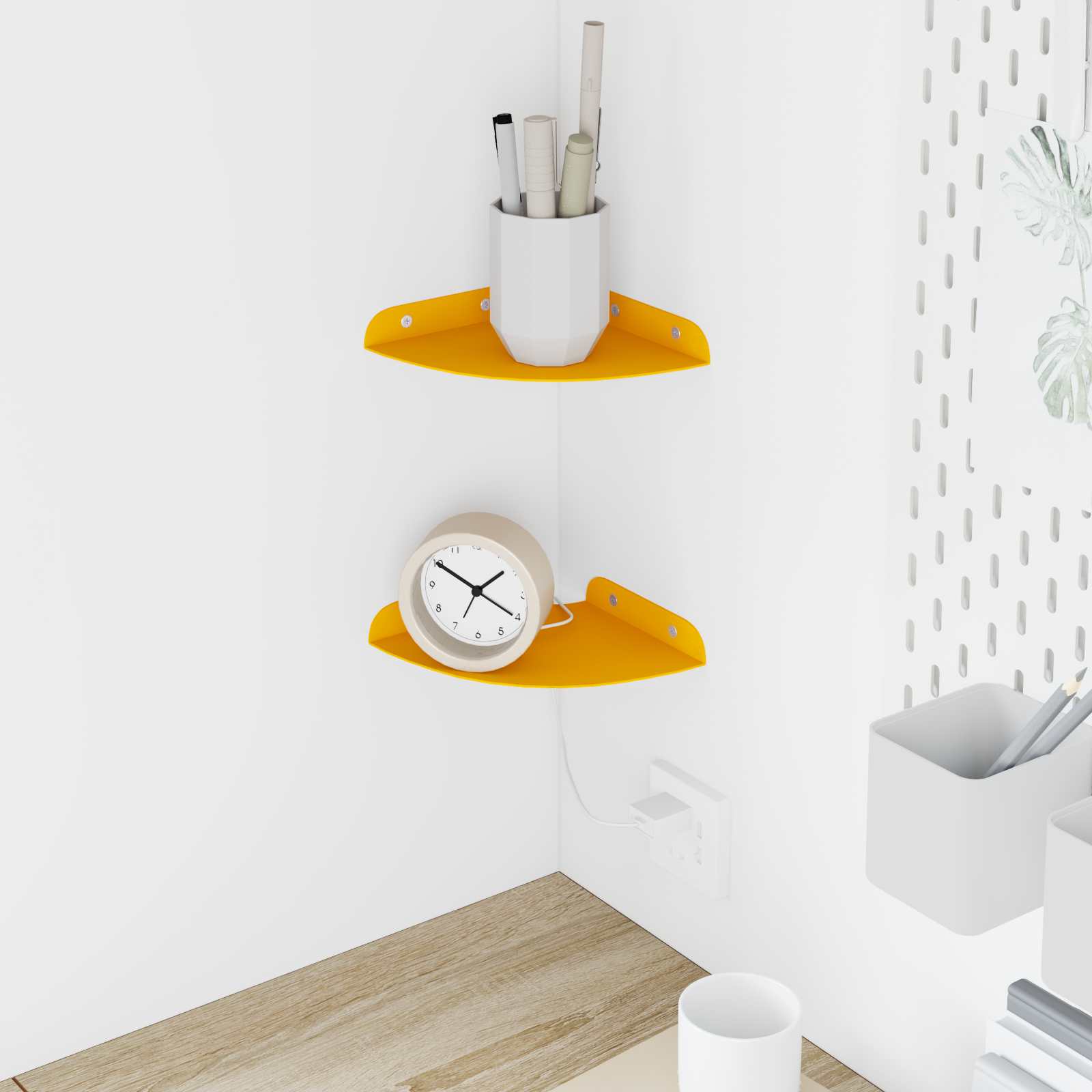 Svævende hylde med hylde 2 pcs Sennepsgul 15 x 15 x 2 cm
