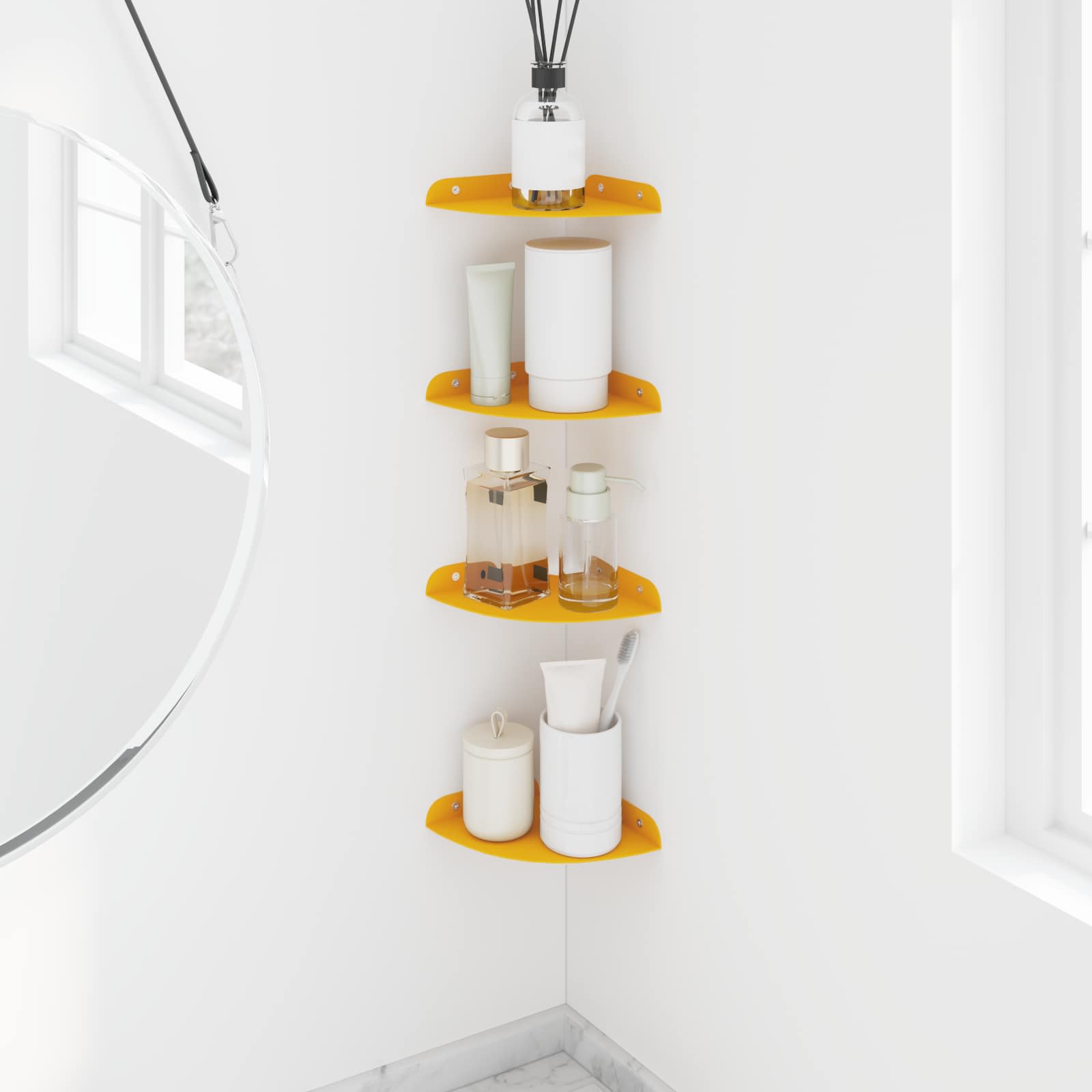 Svævende hylde med hylde 4 pcs Sennepsgul 15 x 15 x 2 cm