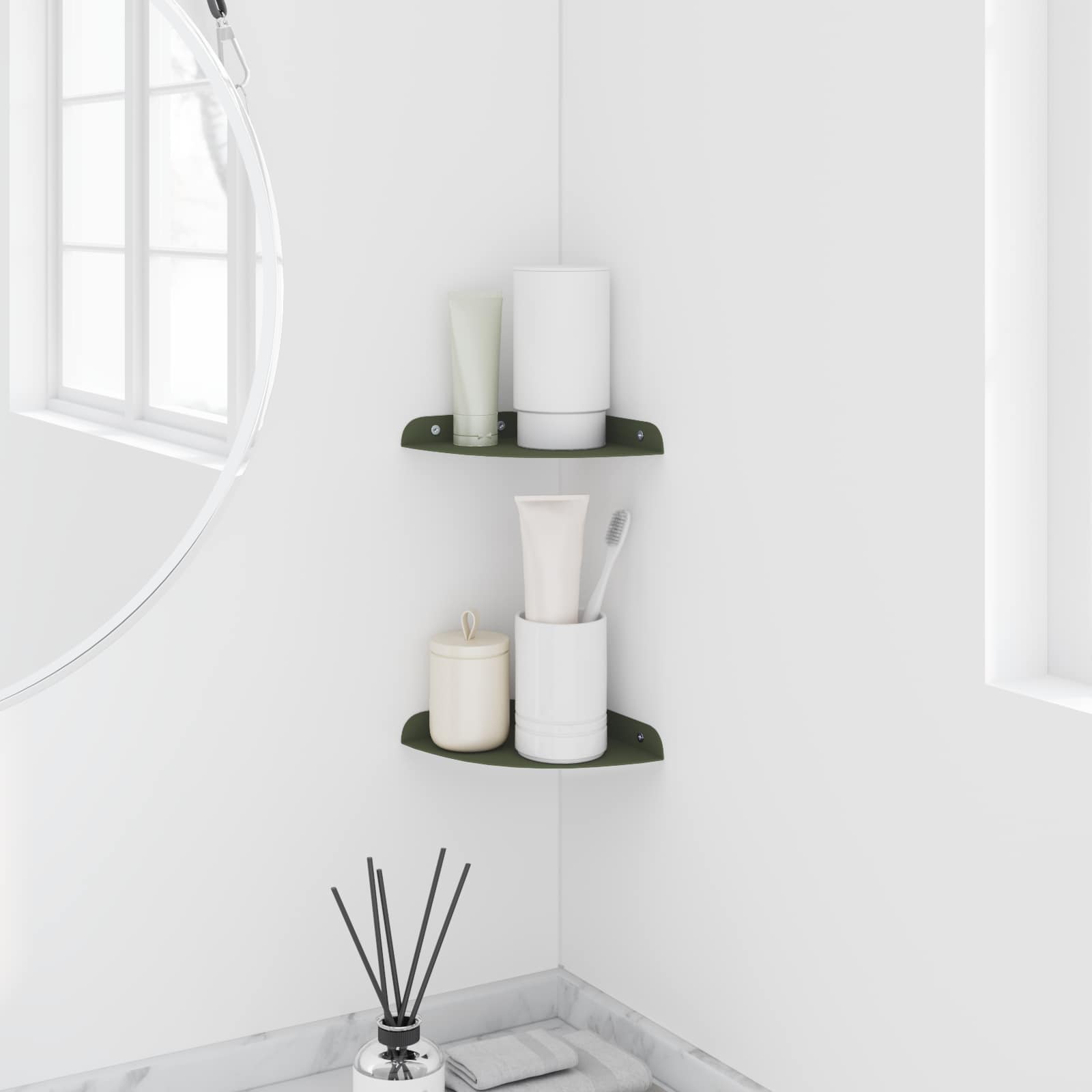 Svævende hylde med hylde 2 pcs Oliven grøn 15 x 15 x 2 cm