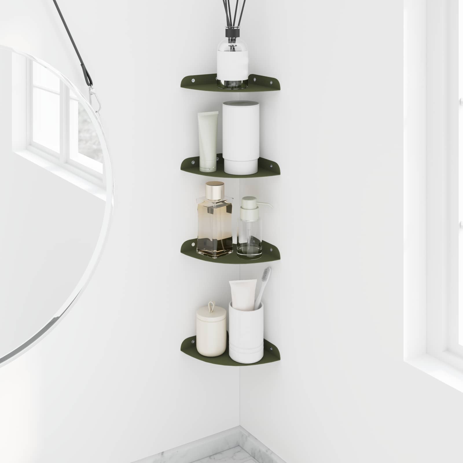 Svævende hylde med hylde 4 pcs Oliven grøn 15 x 15 x 2 cm