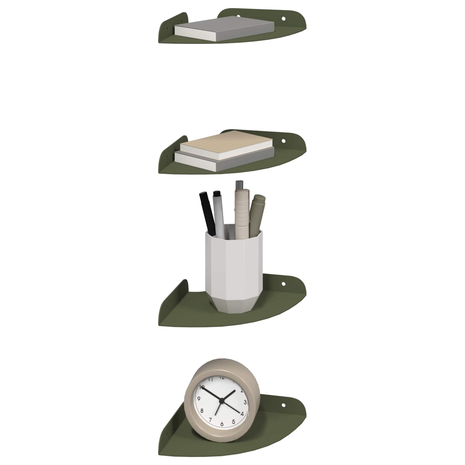 Svævende hylde med hylde 4 pcs Oliven grøn 15 x 15 x 2 cm