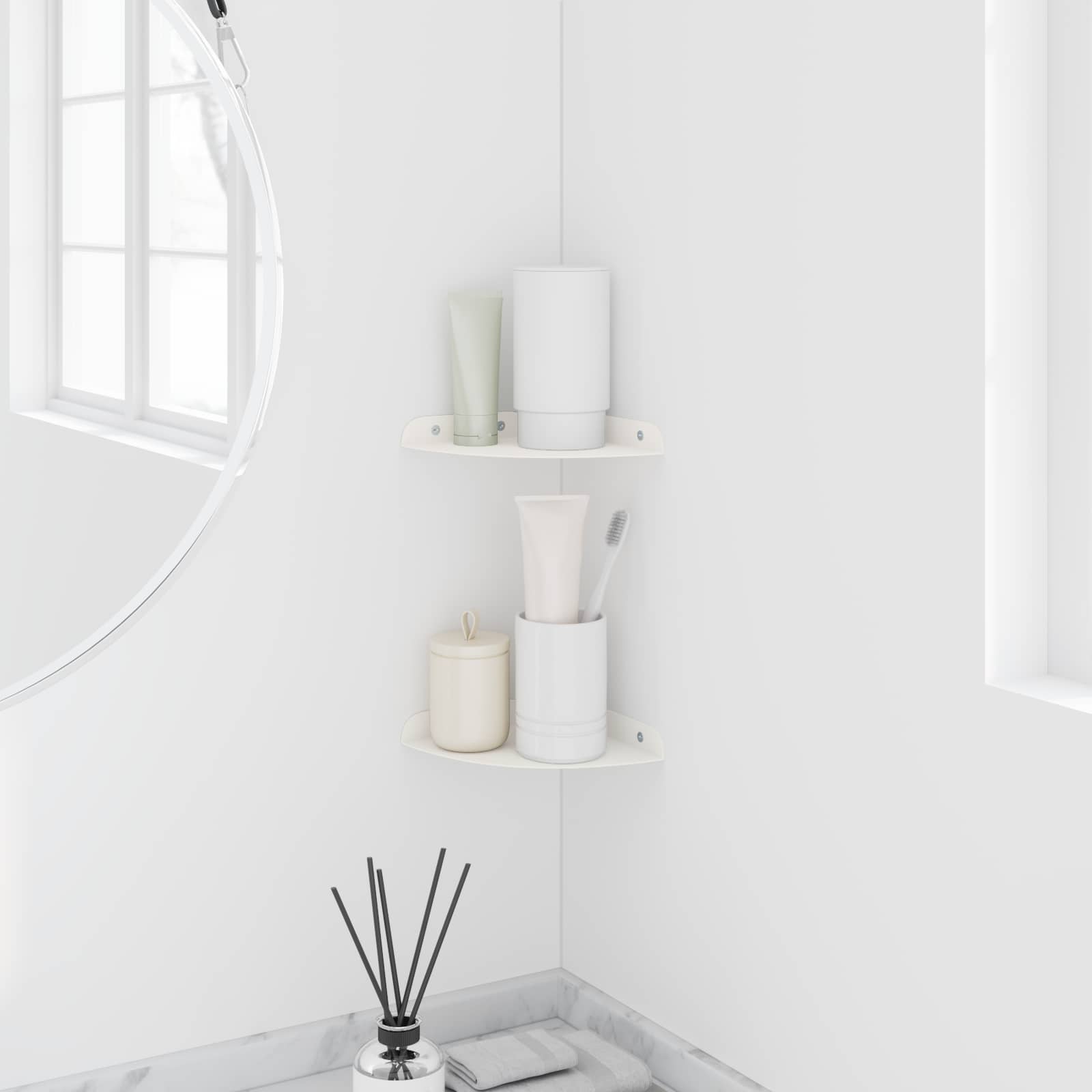 Svævende hylde med hylde 2 pcs Hvid 15 x 15 x 2 cm
