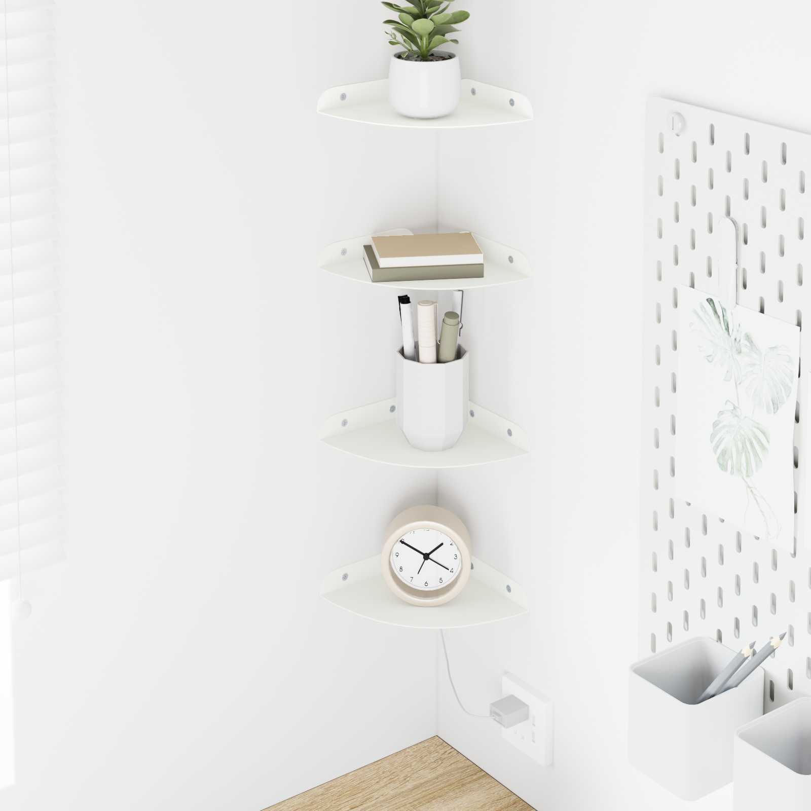 Svævende hylde med hylde 4 pcs Hvid 15 x 15 x 2 cm