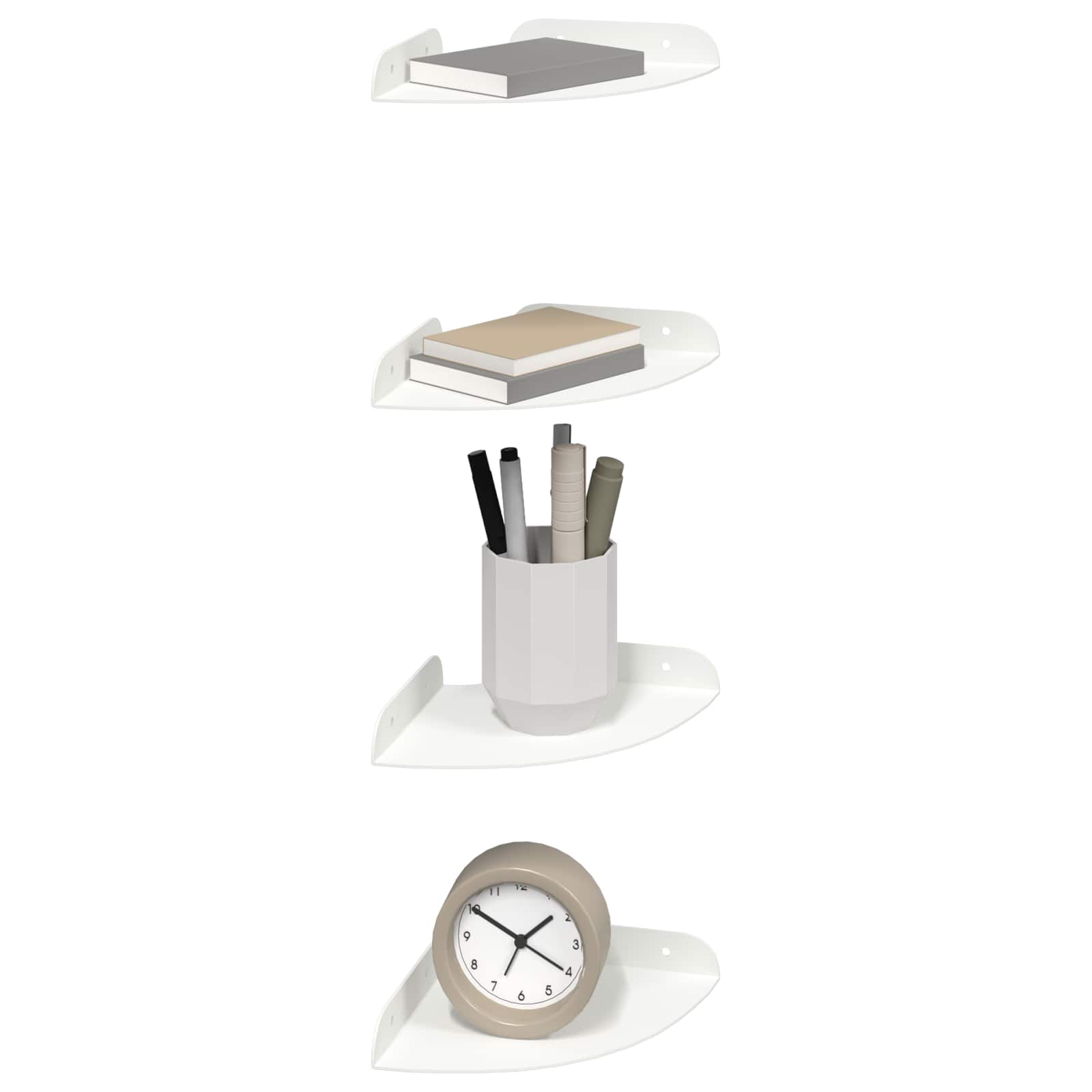 Svævende hylde med hylde 4 pcs Hvid 15 x 15 x 2 cm