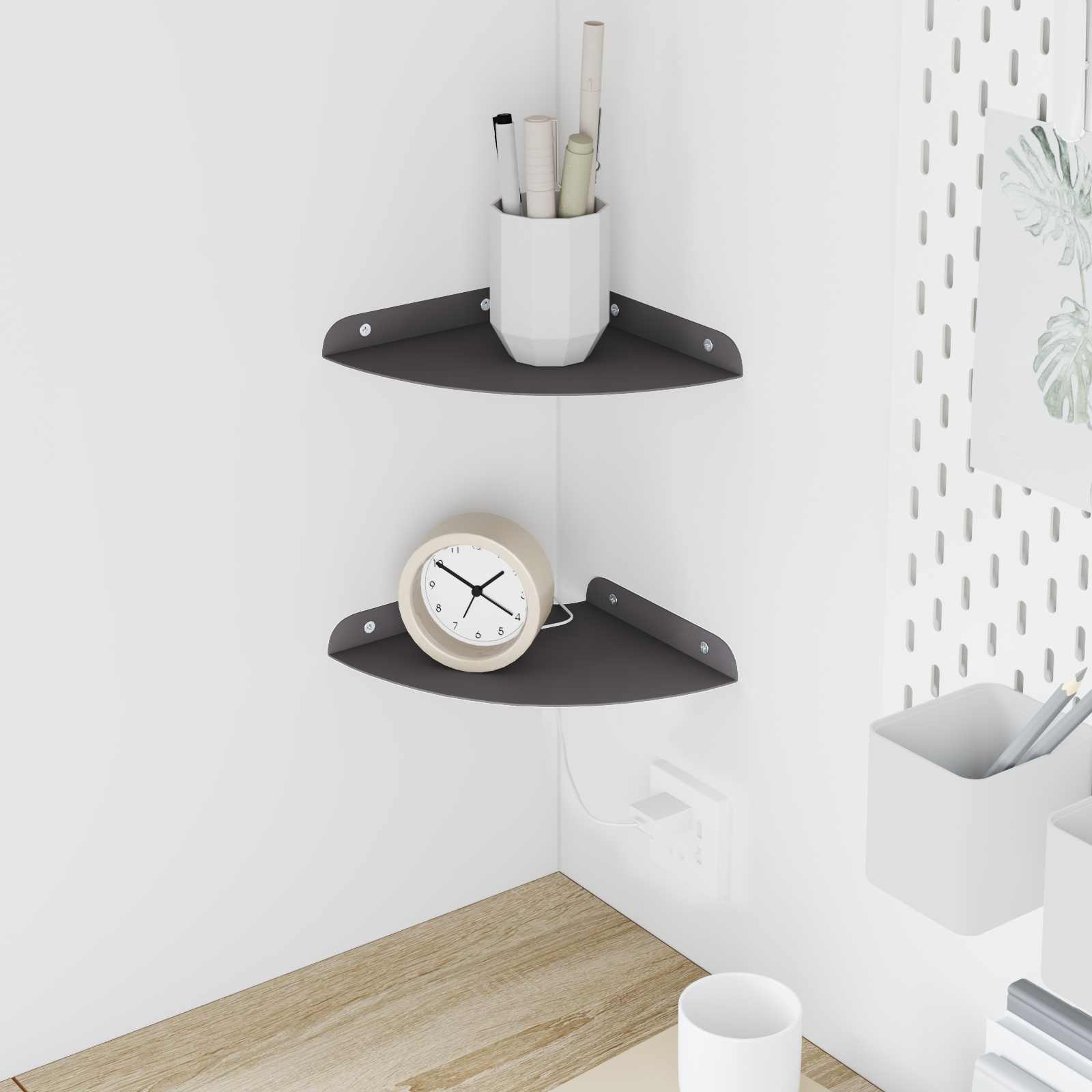 Svævende hylde med hylde 2 pcs Sort 18 x 18 x 2 cm