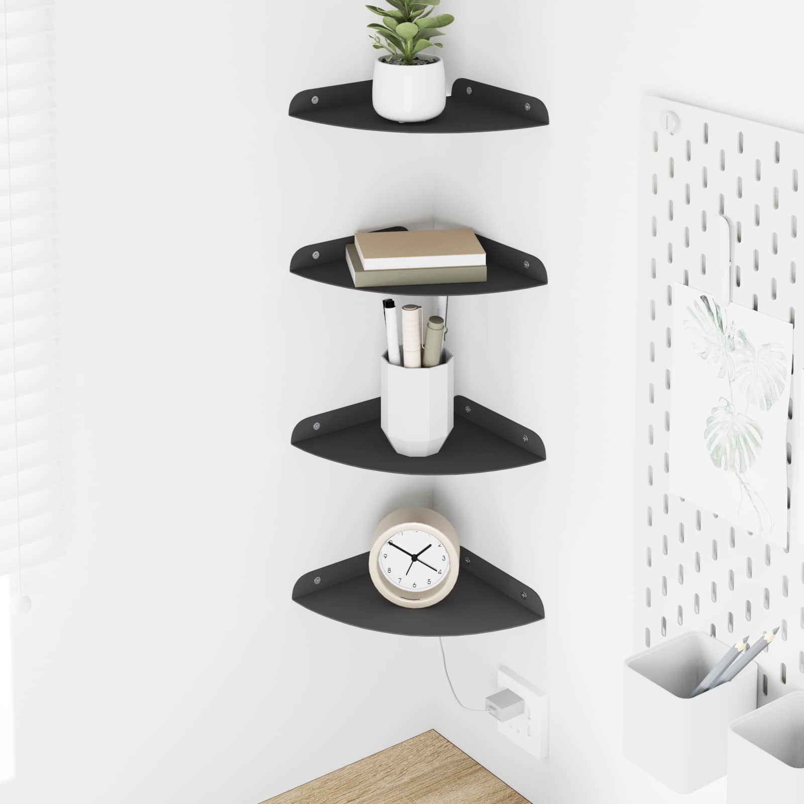 Svævende hylde med hylde 4 pcs Sort 18 x 18 x 2 cm