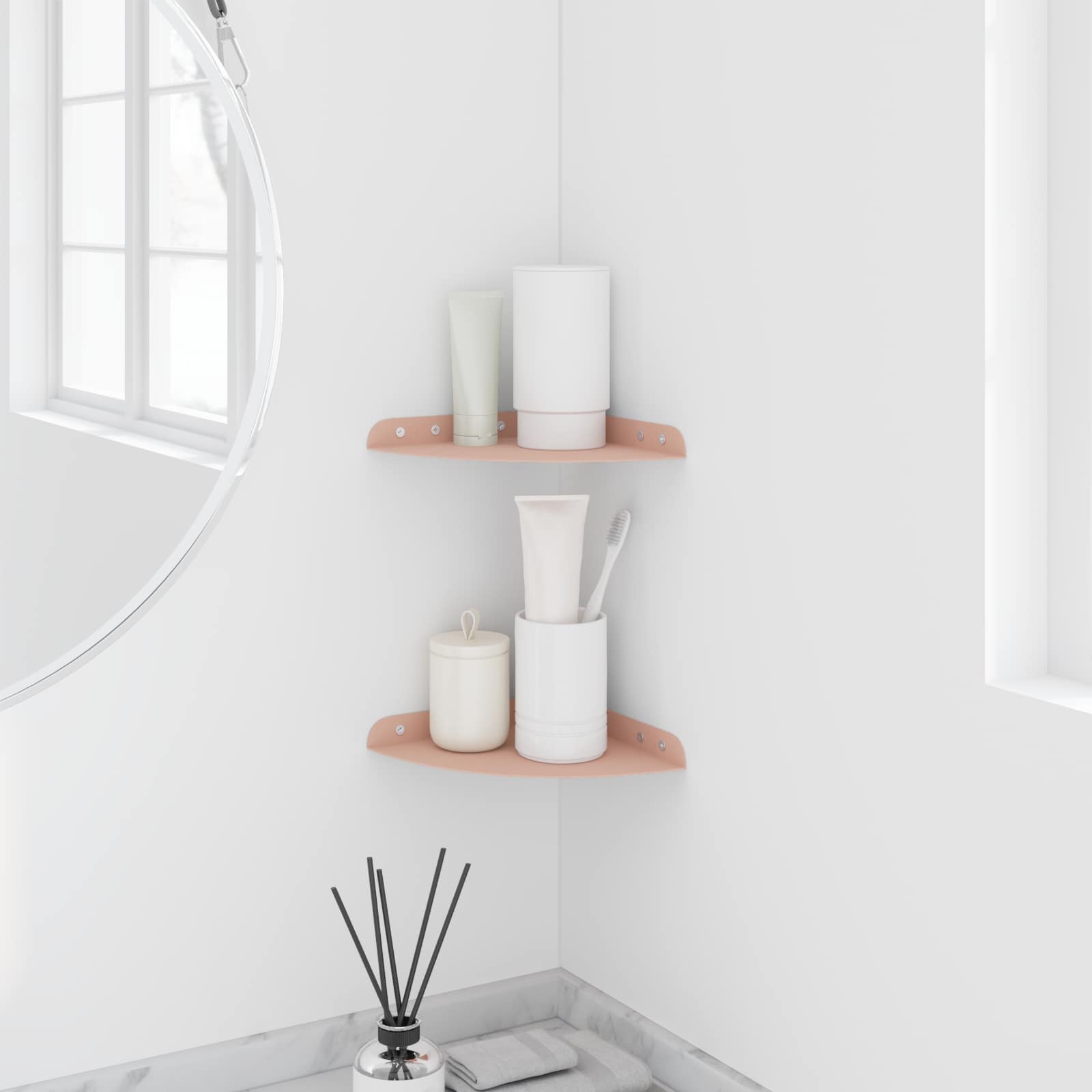 Svævende hylde med hylde 2 pcs Lyserød 18 x 18 x 2 cm