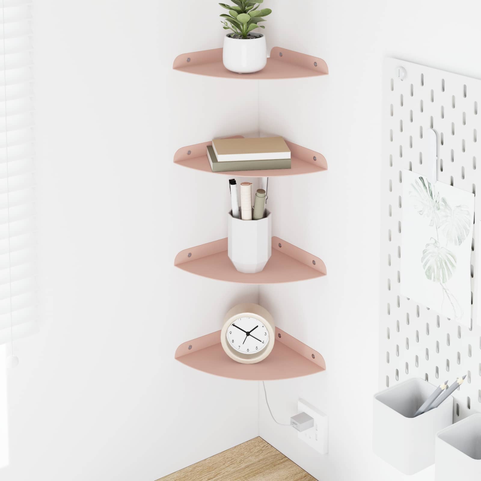 Svævende hylde med hylde 4 pcs Lyserød 18 x 18 x 2 cm