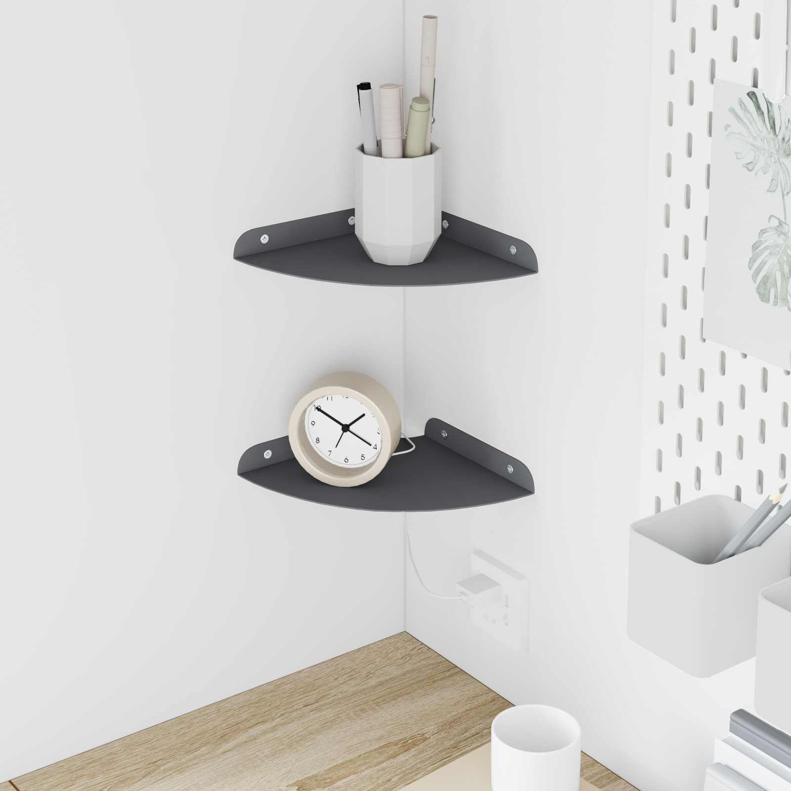 Svævende hylde med hylde 2 pcs Antracit 18 x 18 x 2 cm