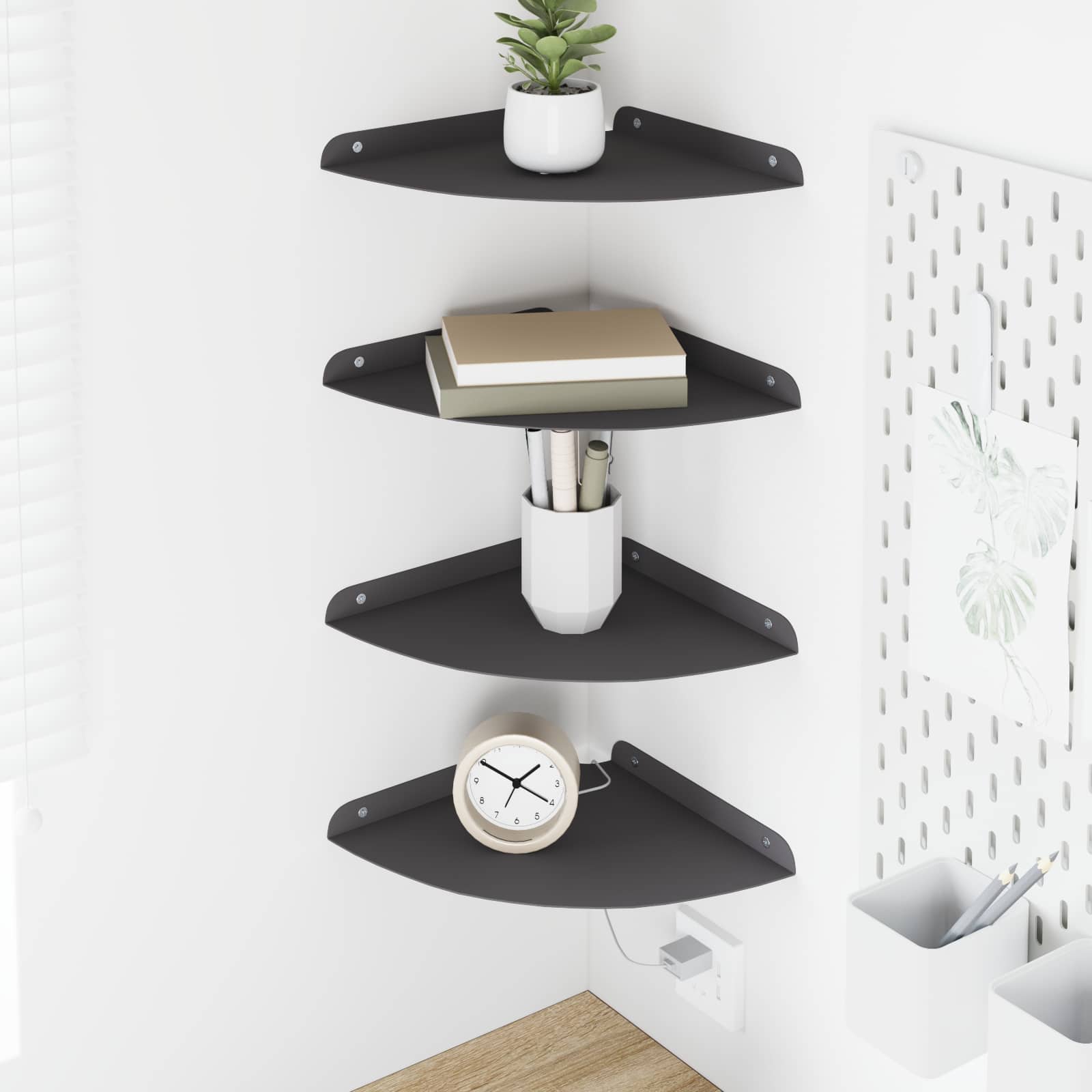 Svævende hylde med hylde 4 pcs Sort 24 x 24 x 2 cm