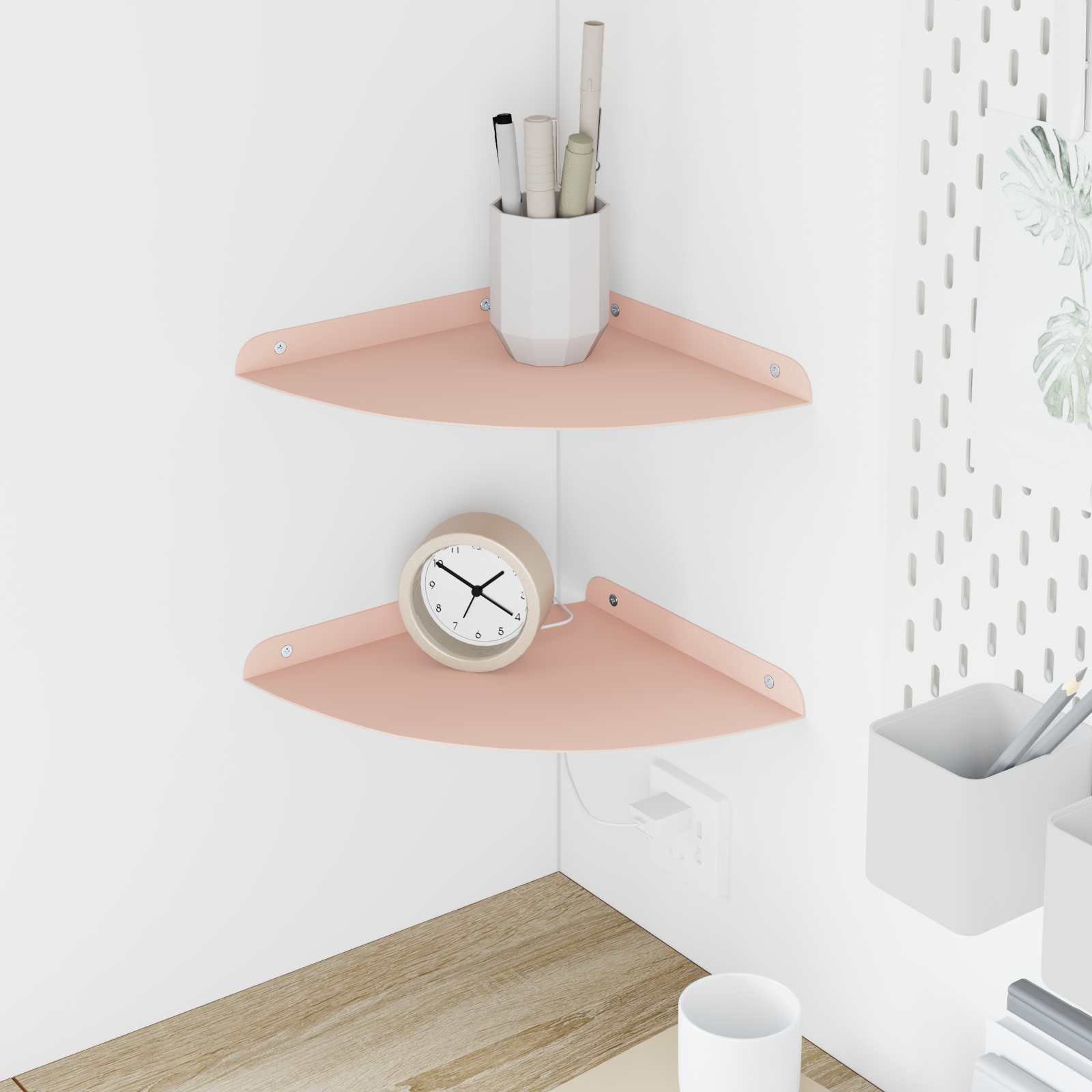 Svævende hylde med hylde 2 pcs Lyserød 24 x 24 x 2 cm