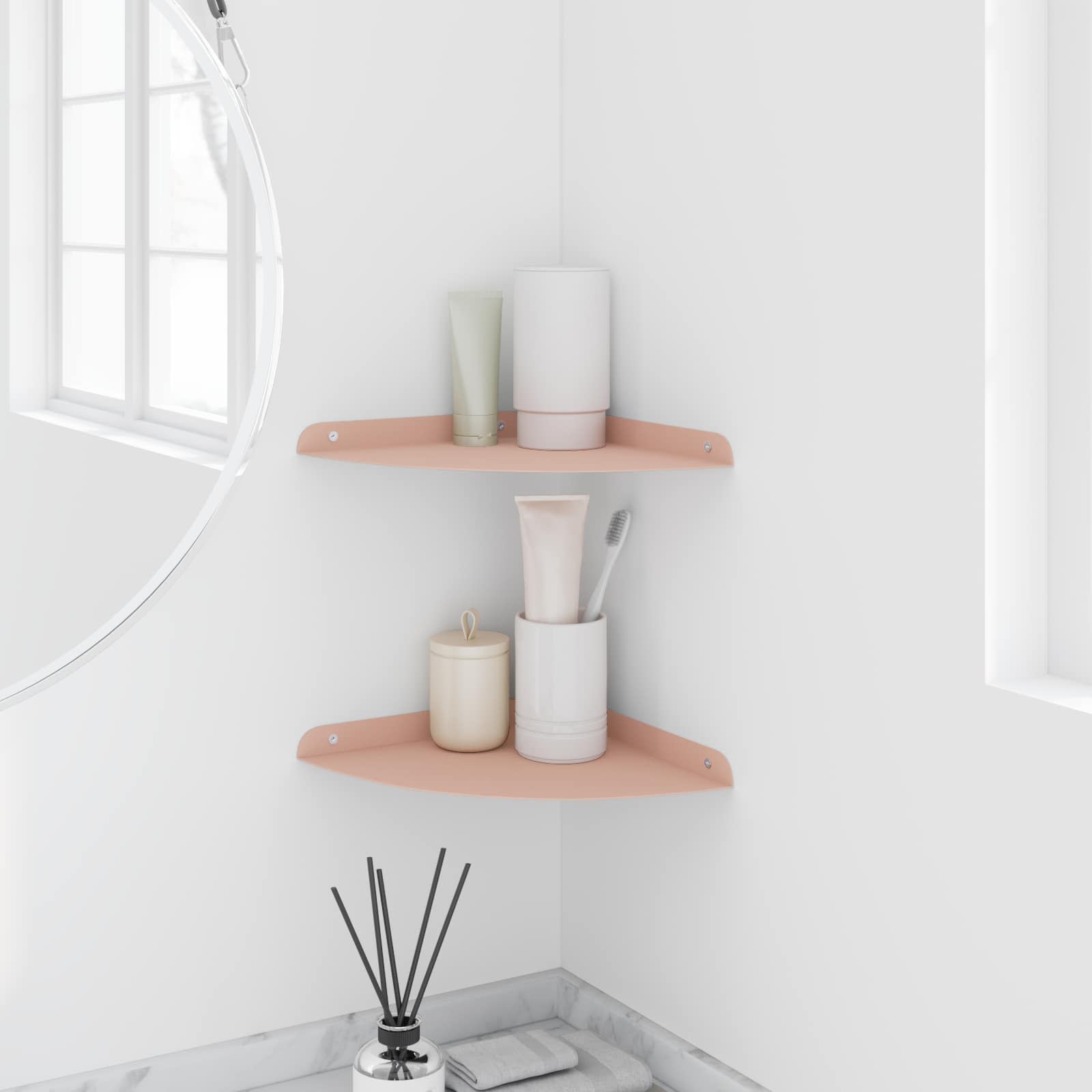 Svævende hylde med hylde 2 pcs Lyserød 24 x 24 x 2 cm