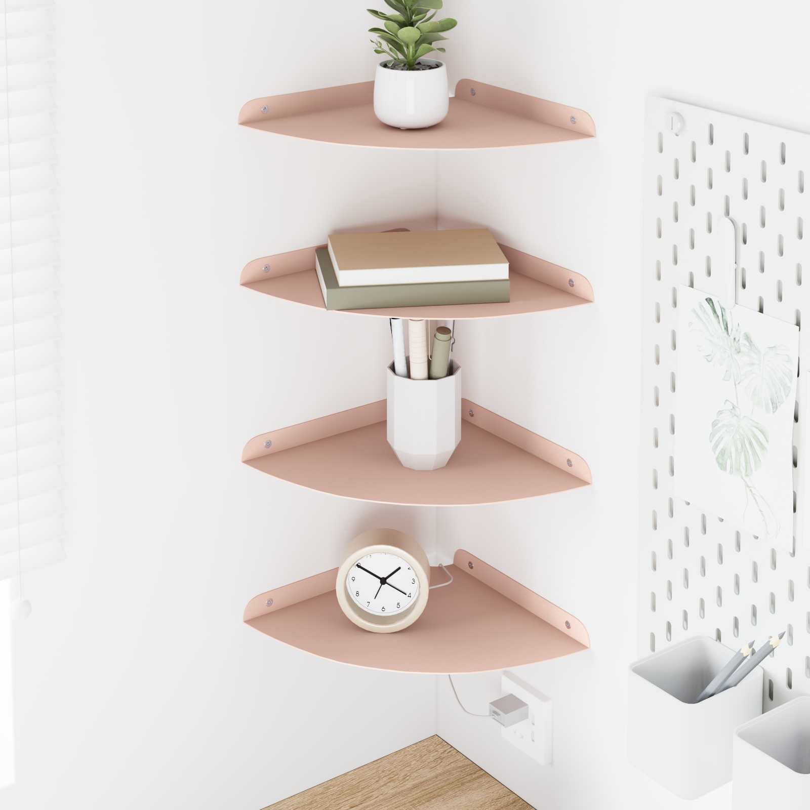 Svævende hylde med hylde 4 pcs Lyserød 24 x 24 x 2 cm