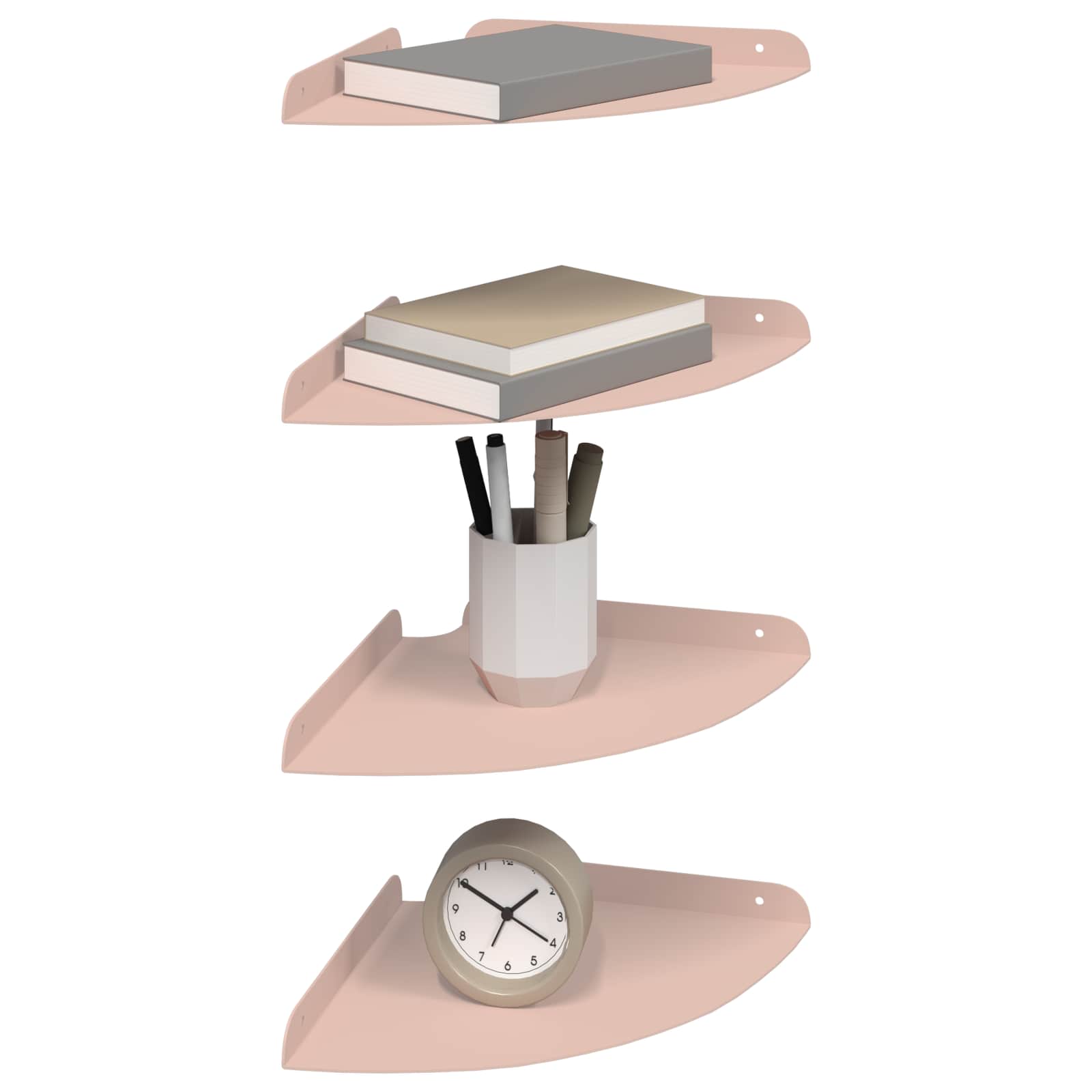 Svævende hylde med hylde 4 pcs Lyserød 24 x 24 x 2 cm