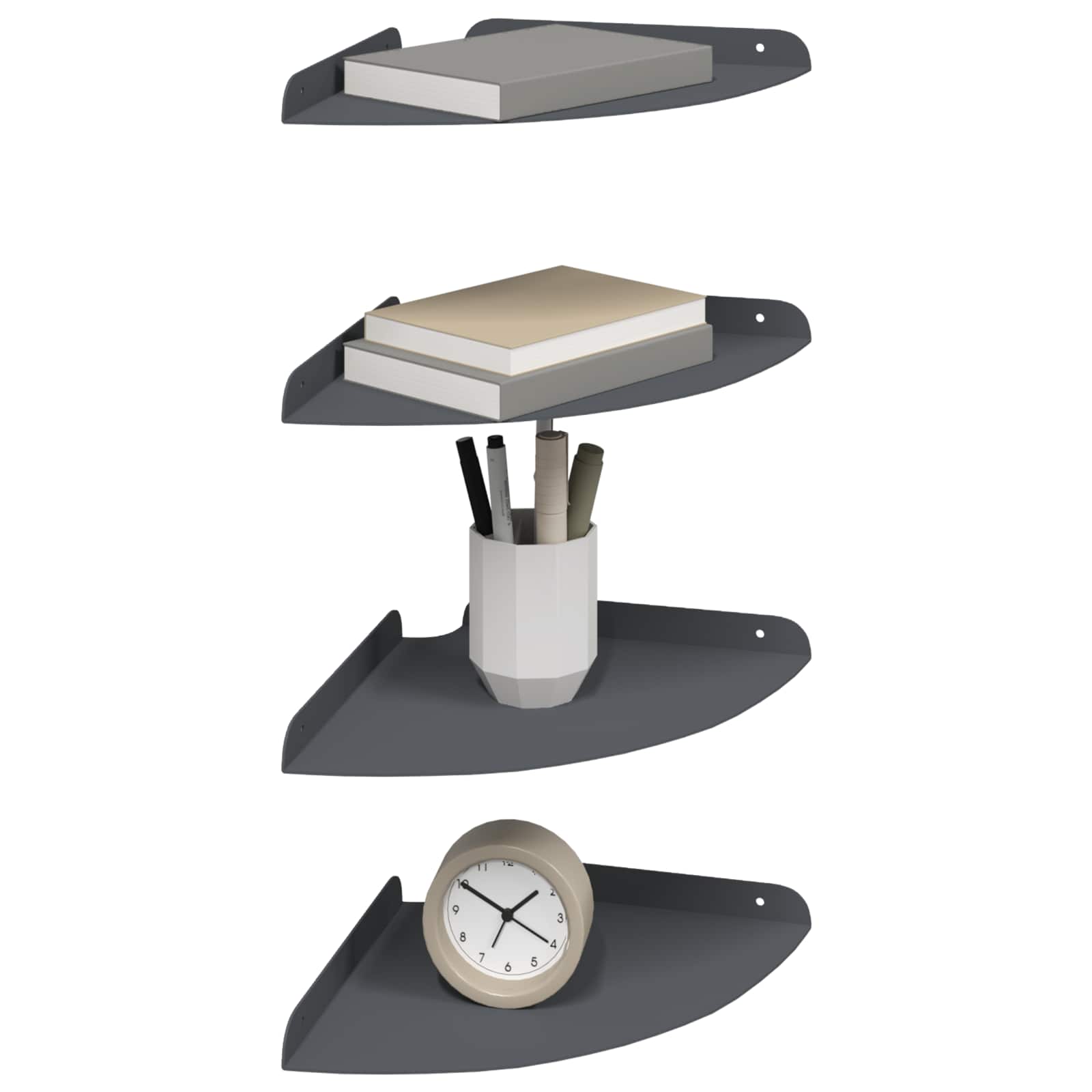Svævende hylde med hylde 4 pcs Antracit 24 x 24 x 2,3 cm