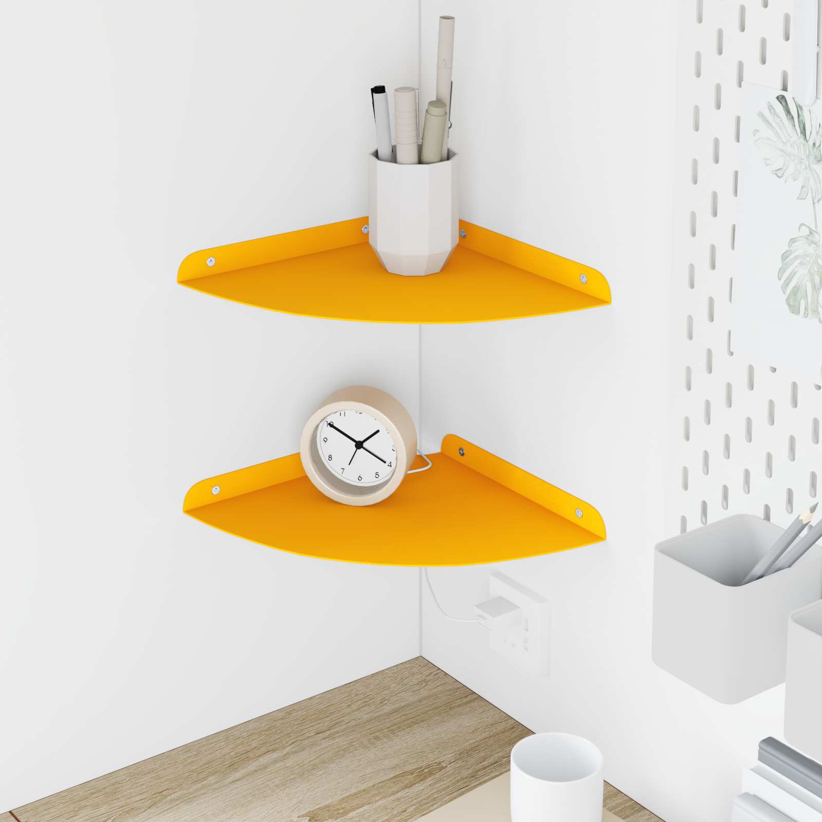 Svævende hylde med hylde 2 pcs Sennepsgul 24 x 24 x 2 cm