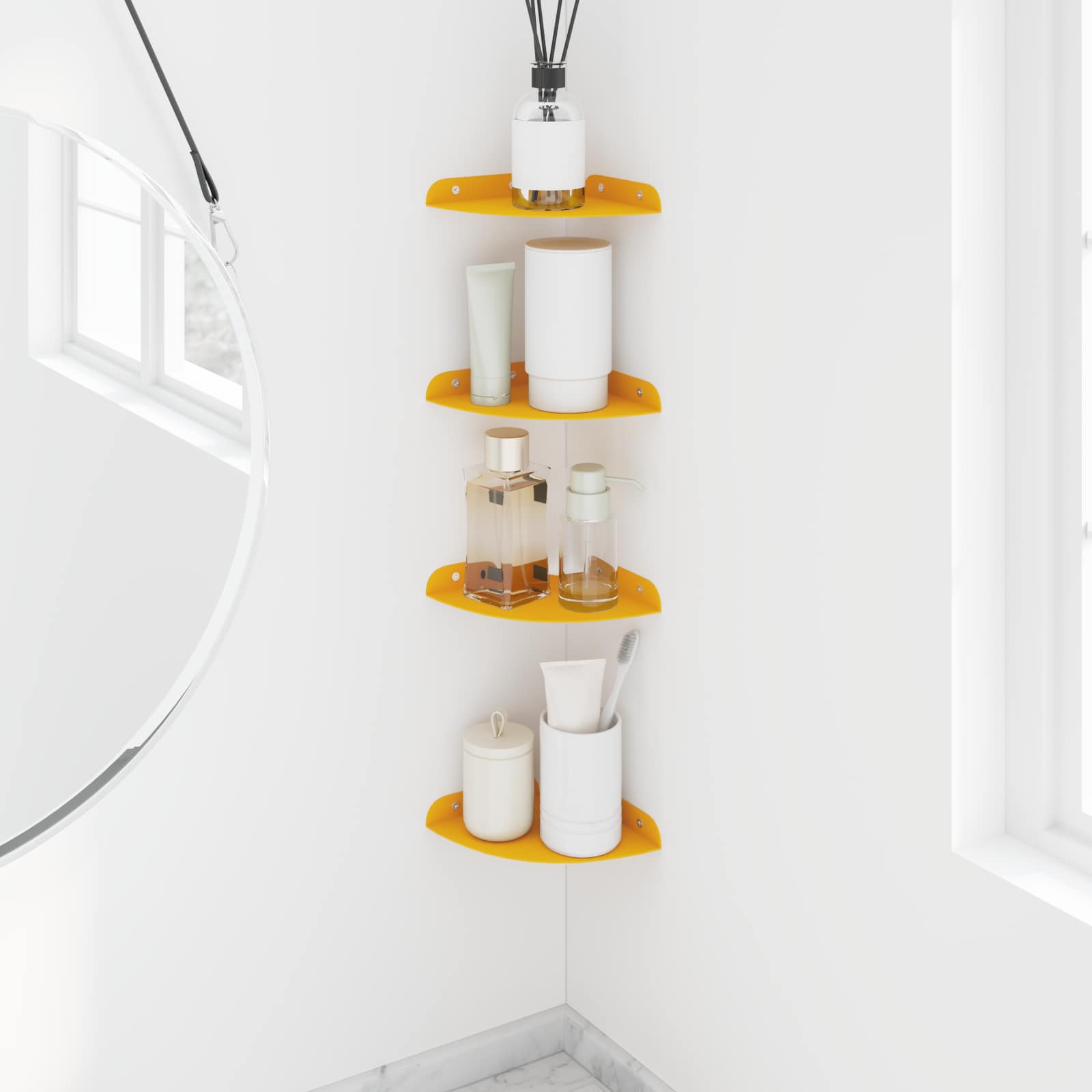 Svævende hylde med hylde 4 pcs Sennepsgul 24 x 24 x 2 cm