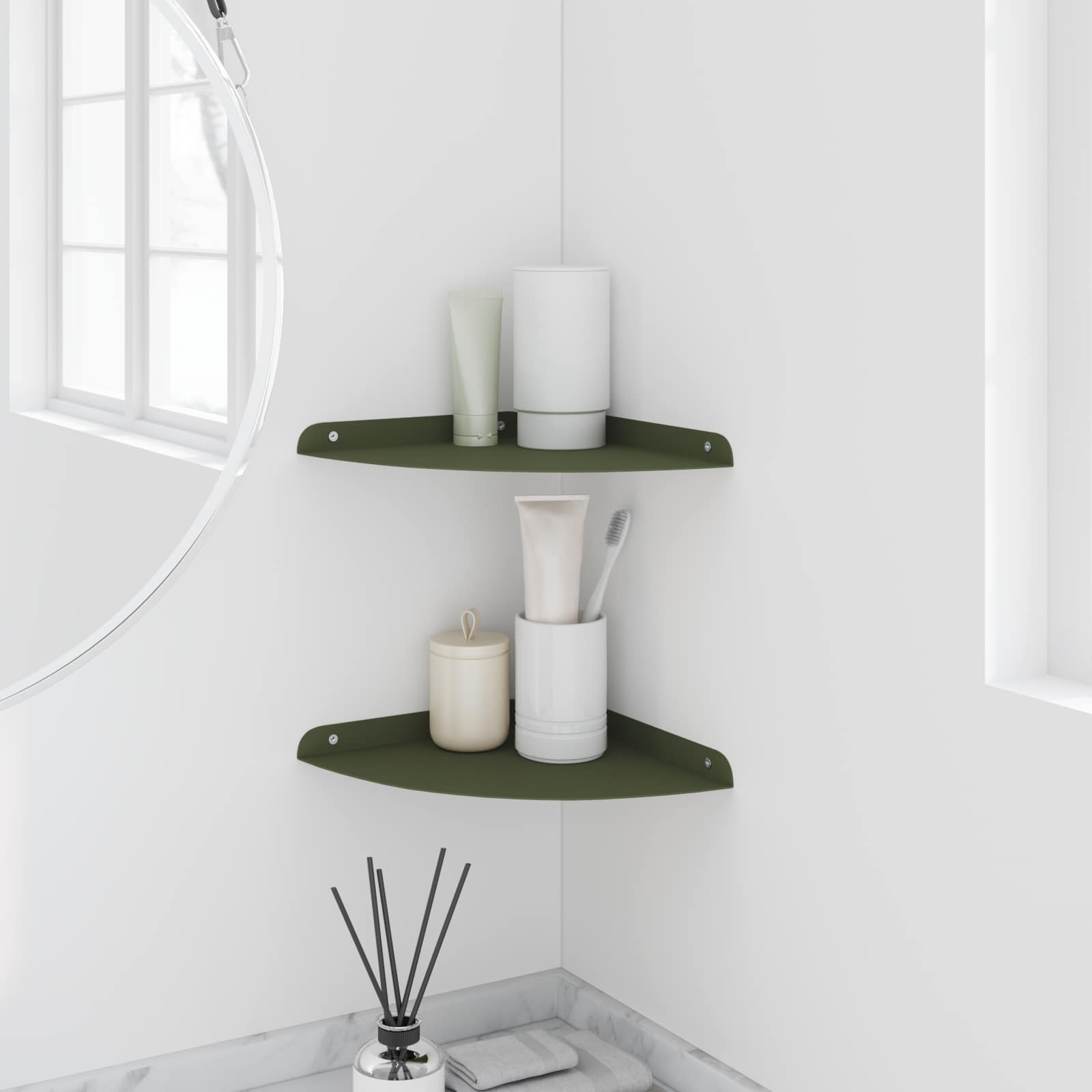 Svævende hylde med hylde 2 pcs Oliven grøn 24 x 24 x 2 cm