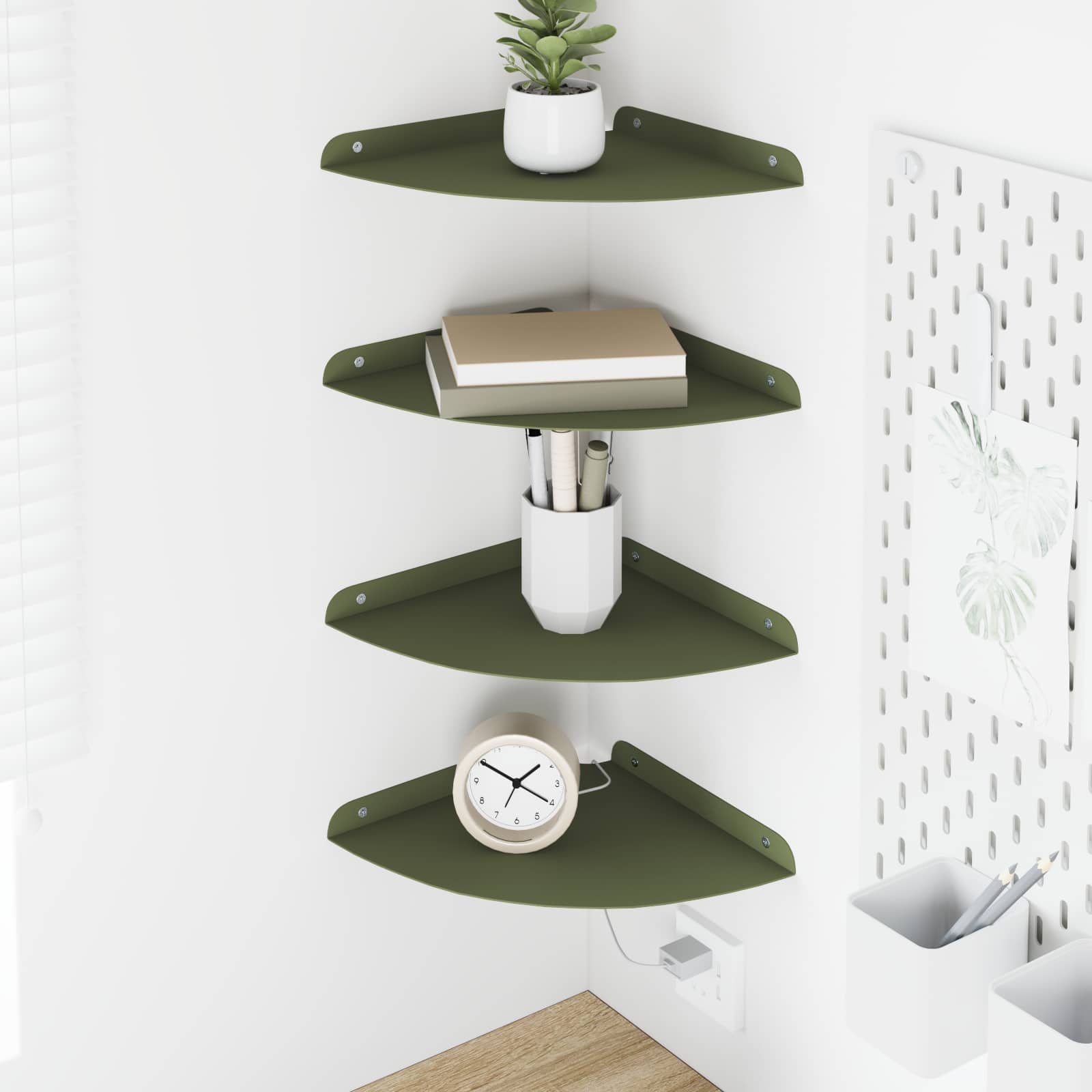 Svævende hylde med hylde 4 pcs Oliven grøn 24 x 24 x 2 cm