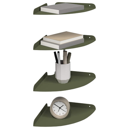 Svævende hylde med hylde 4 pcs Oliven grøn 24 x 24 x 2 cm